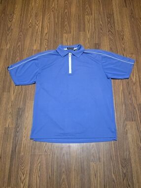 Mike Weir Golf Polo Mens Large Blue Quarter Zip Performance Short Sleeve Shirt